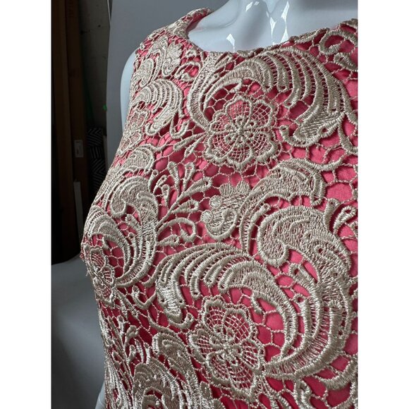 Eliza J Womens Sleeveless Lace Overlay Shift Dress Pink & Ivory Size 6 - Picture 16 of 16